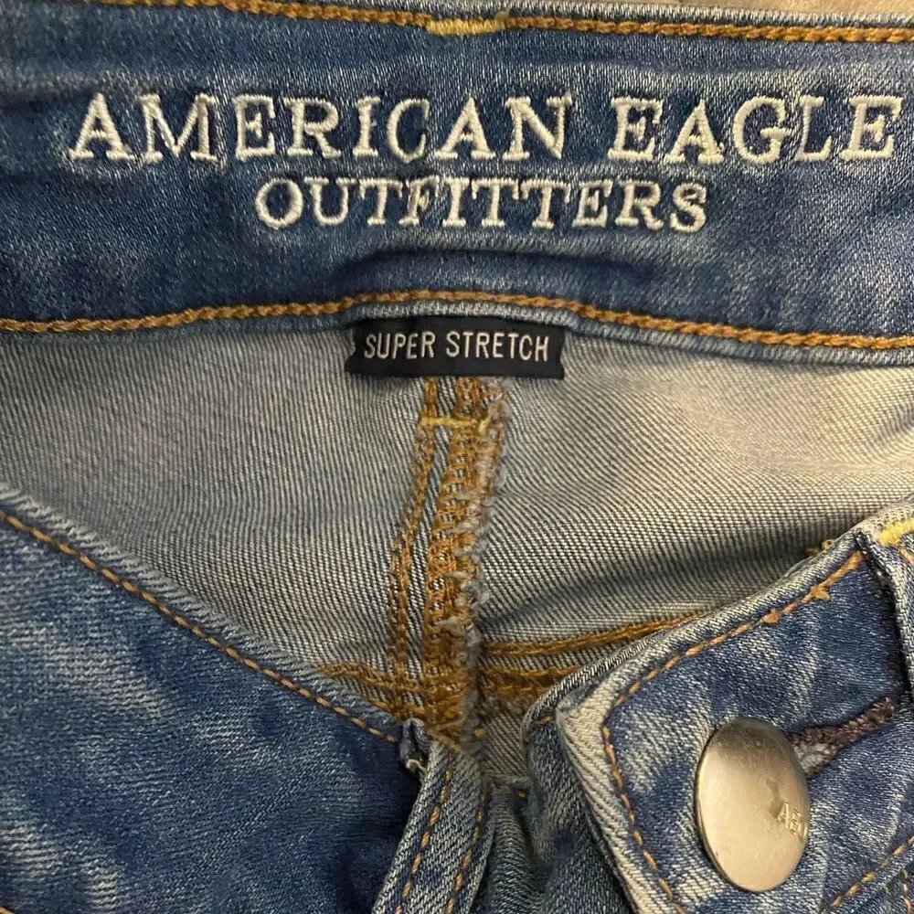 American Eagle Hi Rise Shortie Jean Shorts Womens 00 Medium Wash Summer AU0309 - Picture 3 of 6